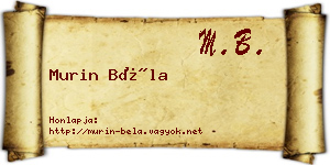 Murin Béla névjegykártya